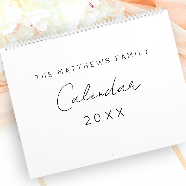 Minimalistic Simple Script Writing Months Family Calendar (Creator Uploaded)