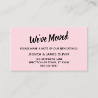 Minimalistic Simple We've Moved Pastel Pink Card