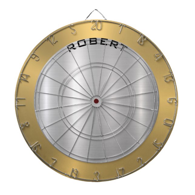 Minimalistic Slick Silver & Gold Metallic Texture  Dartboard (Front)