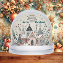 Minimalistic Snow-Clad Christmas Village Boho Art 