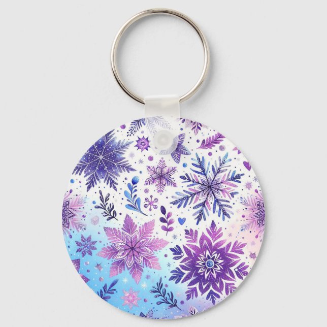 Minimalistic Snowflake magnet  Keychain (Front)