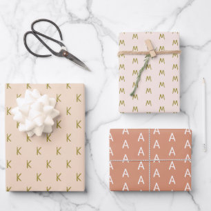 Minimalistic Soft Pink Monogram Wrapping Paper Sheet