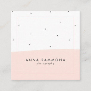 Minimalistic Soft Pink & White Brushstrokes Square Business Card