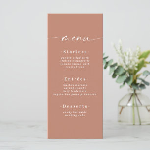 Minimalistic Solid Colour Clay Terracotta Wedding Menu