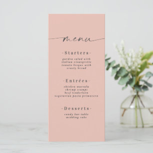 Minimalistic Solid Colour Light Blush Pink Wedding Menu