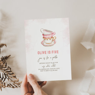 Minimalistic Tea Party Birthday Invitation 