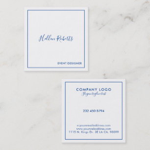 Minimalistic tin blue border square business card