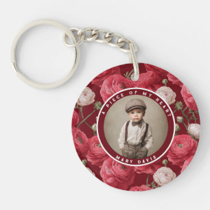 Minimalistic tribute gift Photo Ranunculus Keychain