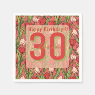 Minimalistic Tulip Floral Wife’S Birthday Napkin
