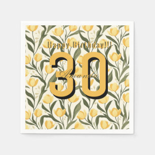 Minimalistic Tulip Themed Birthday Event Napkin