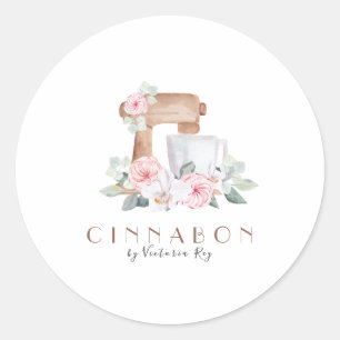 Minimalistic Watercolor Bakery Caterer Class Classic Round Sticker