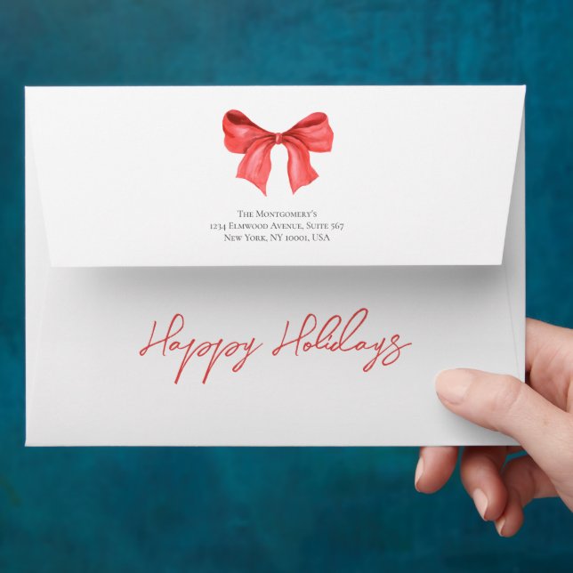 Minimalistic Watercolor Red Ribbon Simple Envelope (Hand)