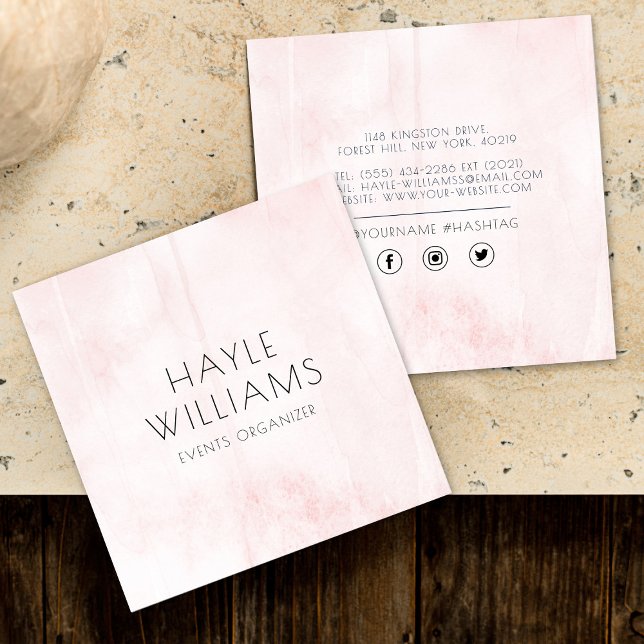 Minimalistic Watercolor Square Business Card (Creator Uploaded)