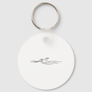 Minimalistic Wave Surfing Ocean Water Surfer Sea Keychain