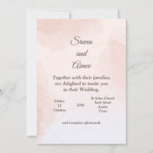 Minimalistic Wedding Invitation, pink marbling
