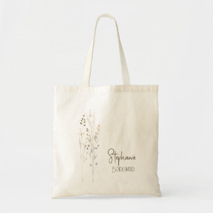 Minimalistic Wedding Wildflower Bridesmaid  Tote Bag