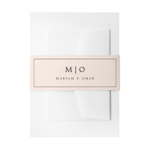 Minimalistic Whipped Peach Monogram Wedding Invitation Belly Band