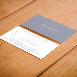 Minimalistic white and blue-grey appointment card