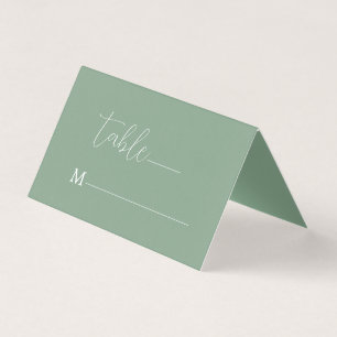 Minimalistic White Calligraphy On Sage Green Business Card