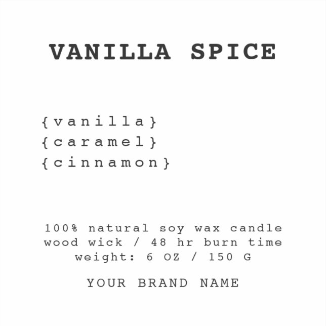 Minimalistic white candle label (Front)