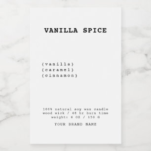 Minimalistic white candle label