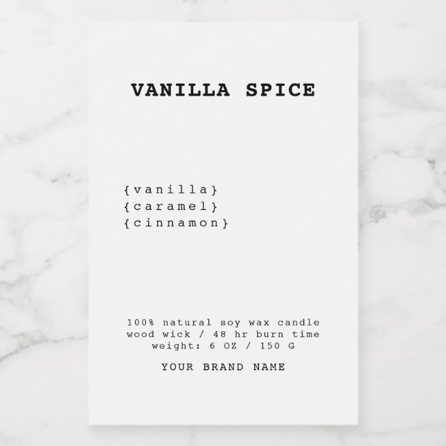 Minimalistic white candle label (Single Label)