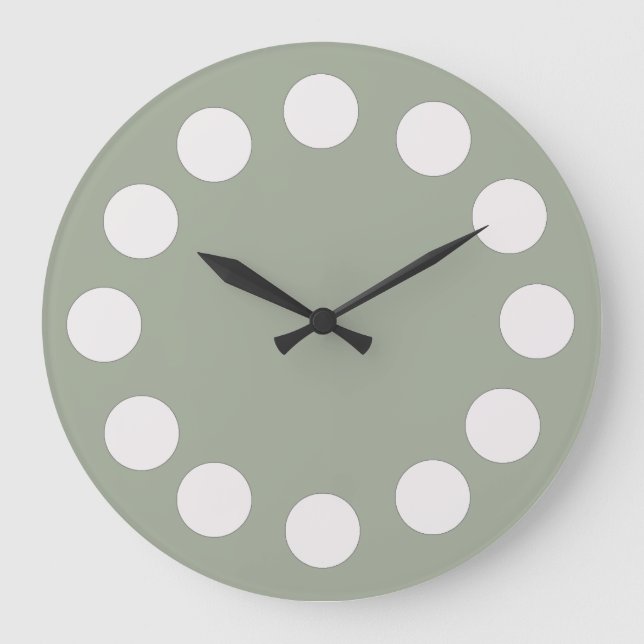 Minimalistic White Dots on Custom Colour Large Clock (Front)