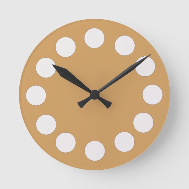 Minimalistic White Dots on Custom Colour Round Clock (Front)