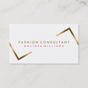 Minimalistic White & Geometric Gold Accents Business Card
