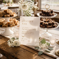 Minimalistic White Gold Dessert Menu Wedding Sign