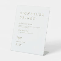Minimalistic White Gold Signature Drinks Wedding