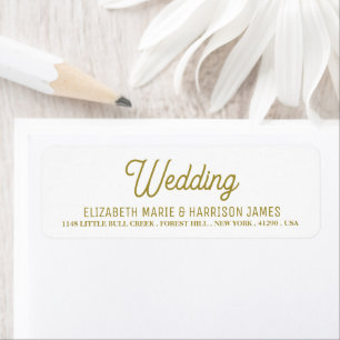 Minimalistic - White & Gold - Wedding Label