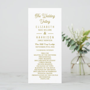 Minimalistic - White & Gold - Wedding  Program