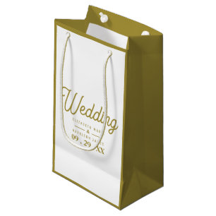 Minimalistic - White & Gold - Wedding Small Gift Bag