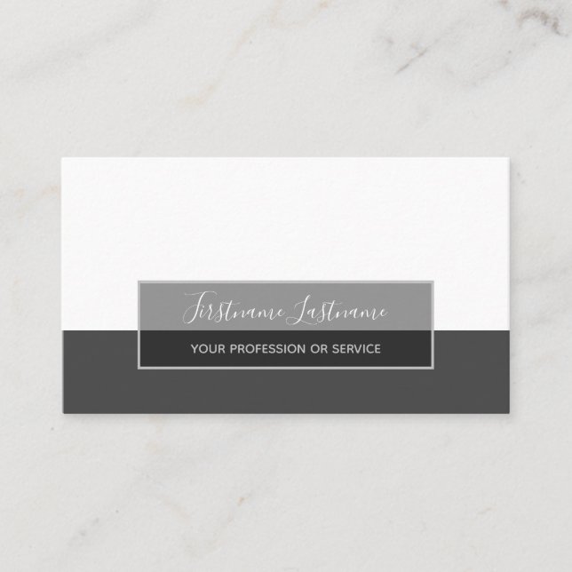 Minimalistic white grey rectangle abstract stripes business card (Front)