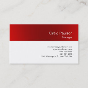 Minimalistic White Red Clean Business Card