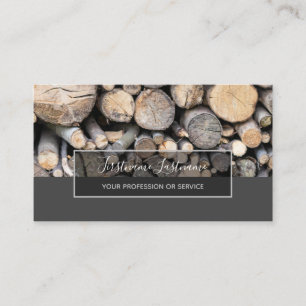 Minimalistic wood stack gray rectangle stripes business card