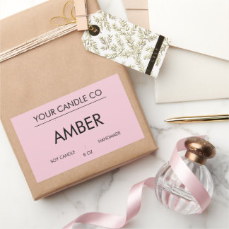 MinimalPink RectangleCandleLabel– Amber Soy Candle Sticker