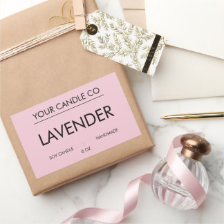 MinimalPink RectangleCandleLabel–LavenderSoyCandle Sticker