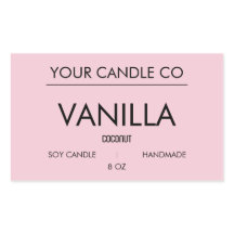 MinimalPinkRectangle Candle Label–VanillaSoyCandle
