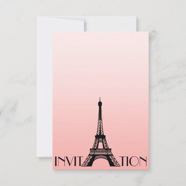 Minimaslim Paris Eiffel Tower Glam Chic Pink Invitation (Front)