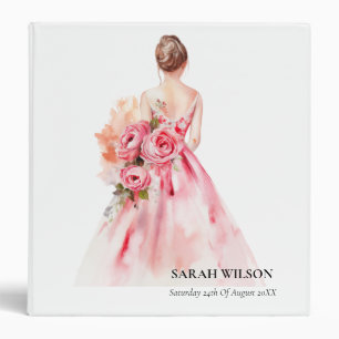 Minimial Watercolor Wedding Gown Bridal Shower Binder