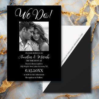 Minimilist Black and White Wedding Photo Invitation