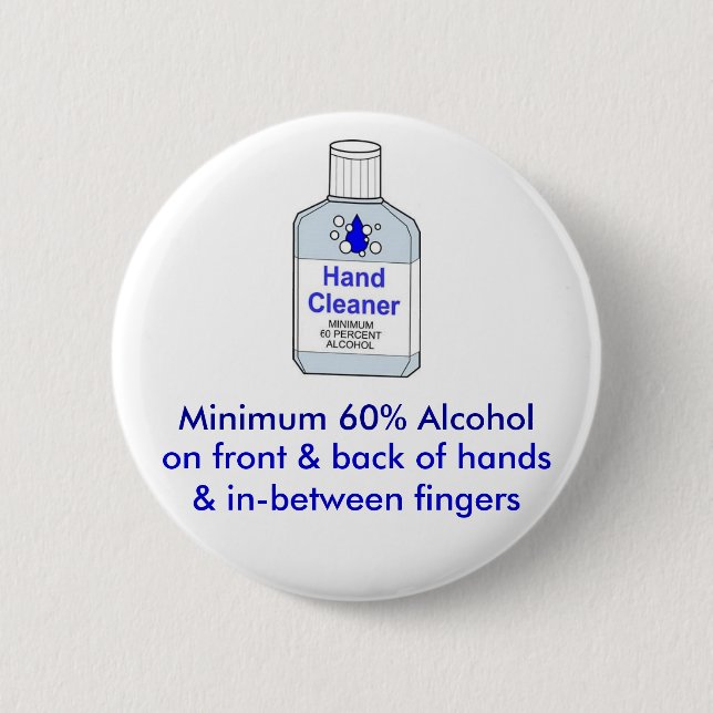 Minimum 60% Alcohol 2 Inch Round Button (Front)