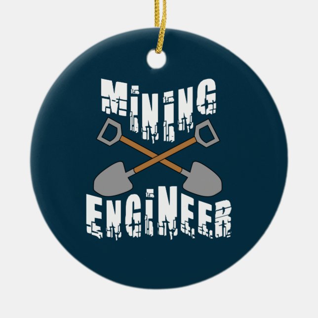 Mining Engineer Crossed Shovels Ceramic Ornament (Front)