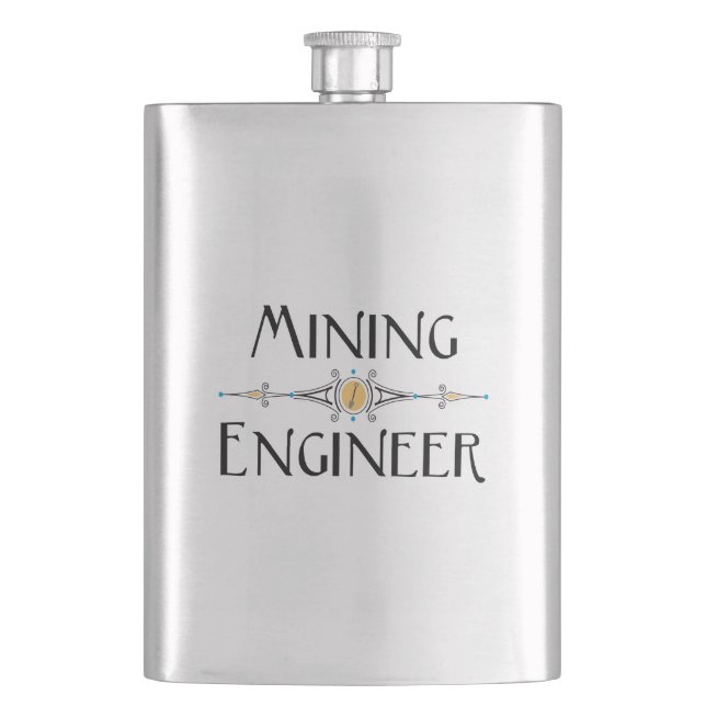 Mining Engineer Decorative Line Hip Flask (Front)