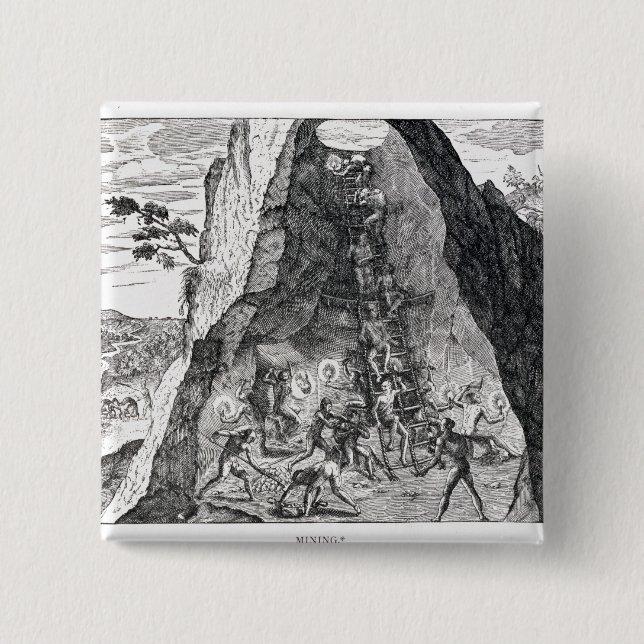 Mining', Frankfurt, 1602 2 Inch Square Button (Front)