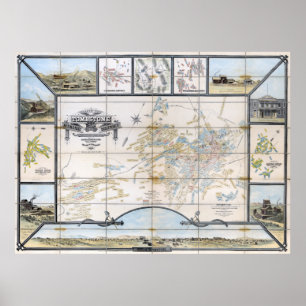 MINING MAP of TOMBSTONE ARIZONA 1881 Poster