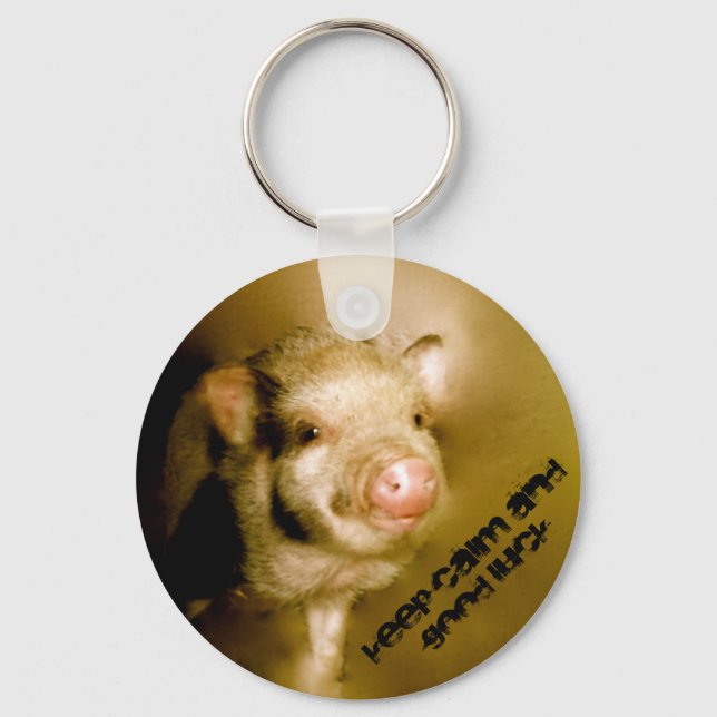 Minischwein "Keep calm and good luck" Keychain (Front)