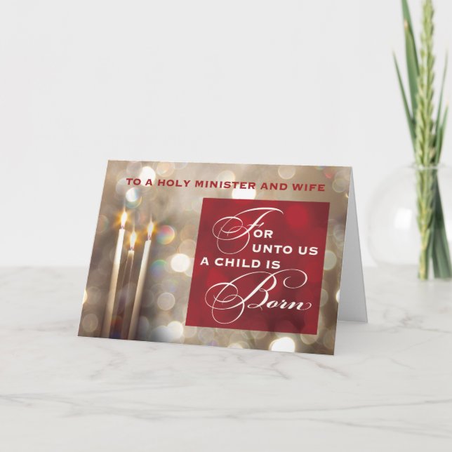 Minister and Wife Christmas Candles Child is Born  Card (Front)